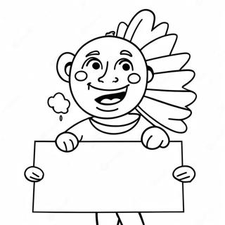 Cheerful Fan Holding A Sign Coloring Page 27684-22349