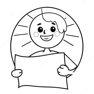 Cheerful Fan Holding A Sign Coloring Page 27684-22351