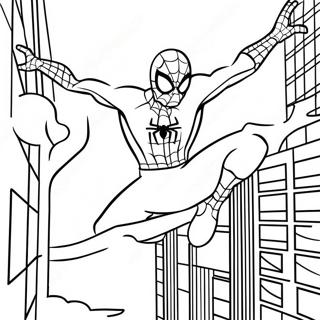 Spider Man Swinging Through City Coloring Page 27704-22362