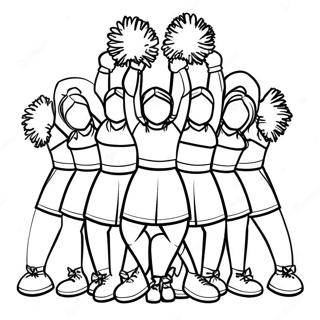 Cheerleading Team In Colorful Uniforms Coloring Page 27784-22425