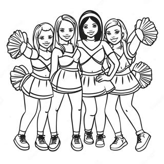 Cheerleading Team In Colorful Uniforms Coloring Page 27784-22426