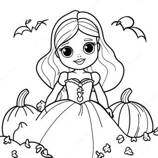 Spooky Halloween Barbie With Pumpkins Coloring Page 27894-22509