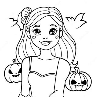 Spooky Halloween Barbie With Pumpkins Coloring Page 27894-22512