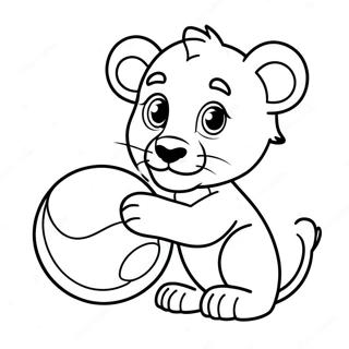 Lion Cub Playing With Ball Coloring Page 27933-22542