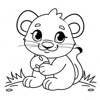 Lion Cub Playing With Ball Coloring Page 27933-22543