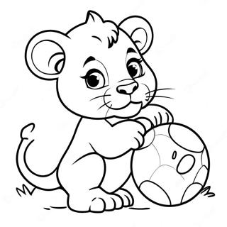 Lion Cub Playing With Ball Coloring Page 27933-22544