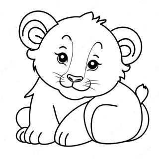 Cute Lion Cub Sleeping Coloring Page 27934-22545