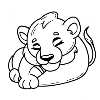 Cute Lion Cub Sleeping Coloring Page 27934-22547