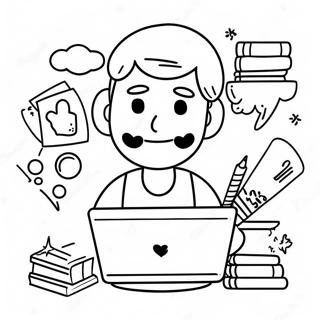 Funny Youtuber In Action Coloring Page 28054-22643