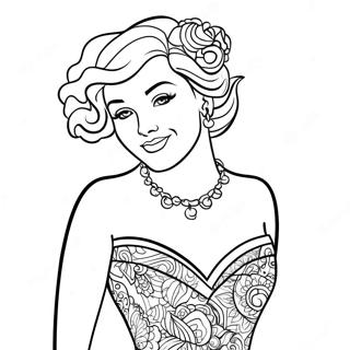 Elegant Woman In A Dress Coloring Page 2812-2349