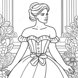 Elegant Woman In A Dress Coloring Page 2812-2351