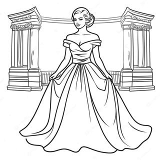 Elegant Woman In A Dress Coloring Page 2812-2352