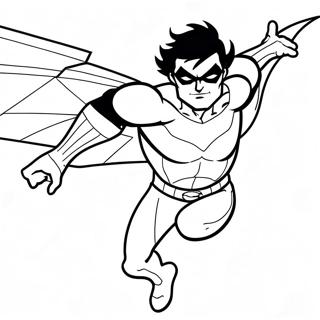 Dynamic Nightwing In Flight Coloring Page 28134-22707