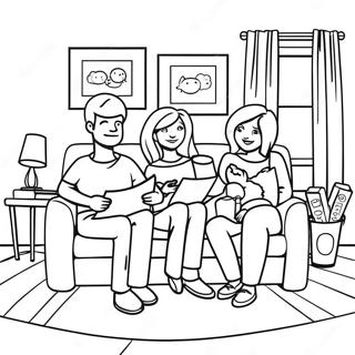 Cozy Family Movie Night Coloring Page 28204-22756