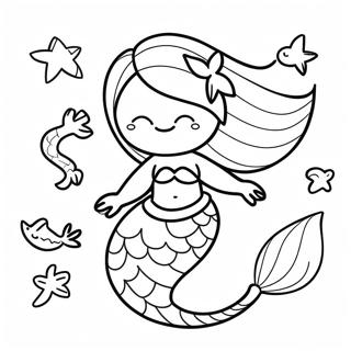 Playful Mermaid With Sea Creatures Coloring Page 28274-22818