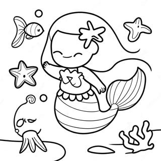 Playful Mermaid With Sea Creatures Coloring Page 28274-22820