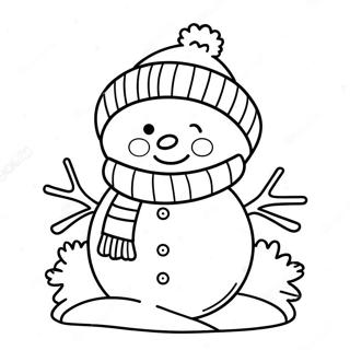 Cute Snowman With Colorful Scarf Coloring Page 28314-22845