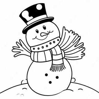 Cute Snowman With Colorful Scarf Coloring Page 28314-22846