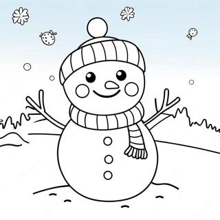 Cute Snowman With Colorful Scarf Coloring Page 28314-22847