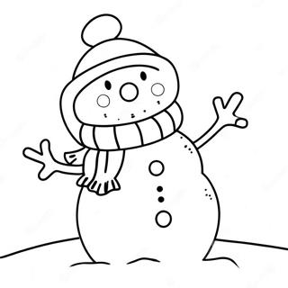 Cute Snowman With Colorful Scarf Coloring Page 28314-22848