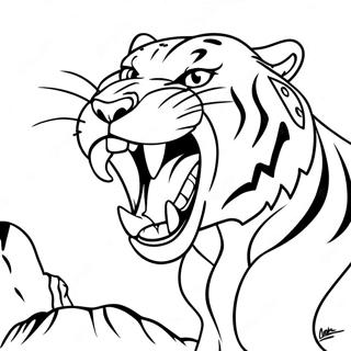 Fierce Saber Tooth Tiger Roaring Coloring Page 28334-22864