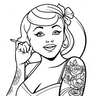 Tattoo Pin Up For Adults Coloring Pages