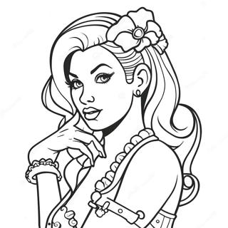 Tattoo Pin Up Girl Coloring Page 28403-22915