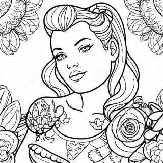 Tattoo Pin Up Girl Coloring Page 28403-22916