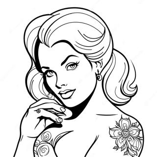 Vintage Tattoo Pin Up Style Coloring Page 28404-22918