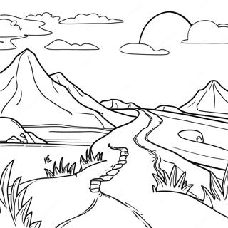 Scenic Oregon Trail Landscape Coloring Page 28434-22943