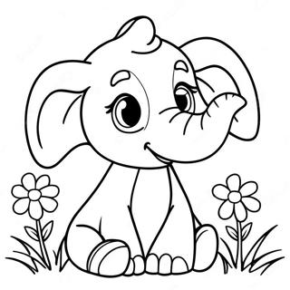 Cute Horton With Colorful Flowers Coloring Page 28444-22953