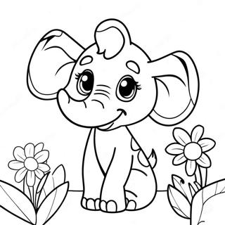 Cute Horton With Colorful Flowers Coloring Page 28444-22956