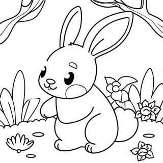 Realistic Bunny In A Garden Coloring Page 28473-22972