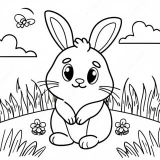 Fluffy Bunny Sitting On Grass Coloring Page 28474-22974