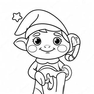 Cheerful Elf With Candy Cane Coloring Page 28574-23056