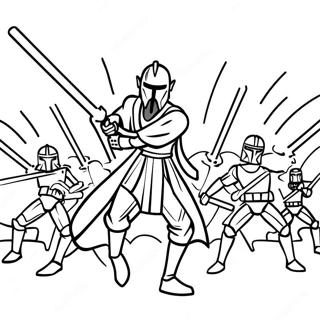 Clone Wars Jedi Battle Scene Coloring Page 28583-23062