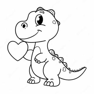 Cute Dinosaur Holding Heart Coloring Page 28624-23093