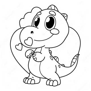 Cute Dinosaur Holding Heart Coloring Page 28624-23094