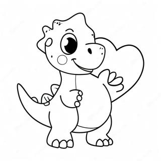 Cute Dinosaur Holding Heart Coloring Page 28624-23095