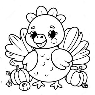 Happy Baby Turkey With Pumpkin Coloring Page 28634-23098