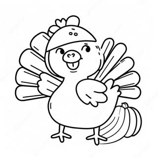 Happy Baby Turkey With Pumpkin Coloring Page 28634-23099