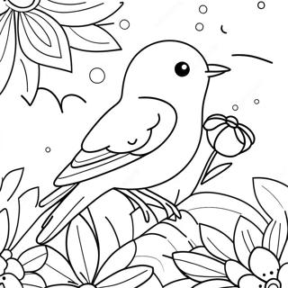 Birds And Flowers Coloring Pages