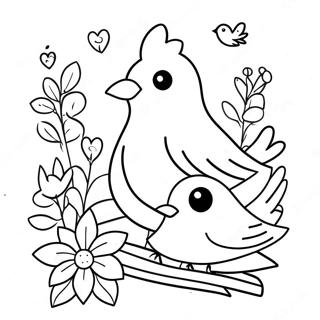 Birds And Flowers Coloring Page 28693-23146