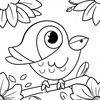 Colorful Tropical Birds And Vibrant Flowers Coloring Page 28694-23150