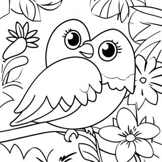 Colorful Tropical Birds And Vibrant Flowers Coloring Page 28694-23152