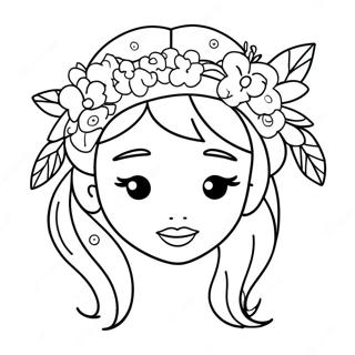 Adorable Tumblr Girl With Flower Crown Coloring Page 28714-23165