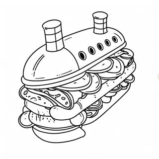 Giant Submarine Sandwich Coloring Page 28734-23184