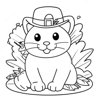 Thanksgiving Cat Coloring Pages