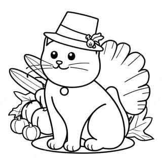 Thanksgiving Cat Coloring Page 28783-23214