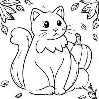 Thanksgiving Cat Coloring Page 28783-23215